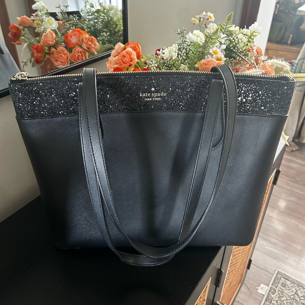 Kate Spade Glitter Mixed Leather Tote
